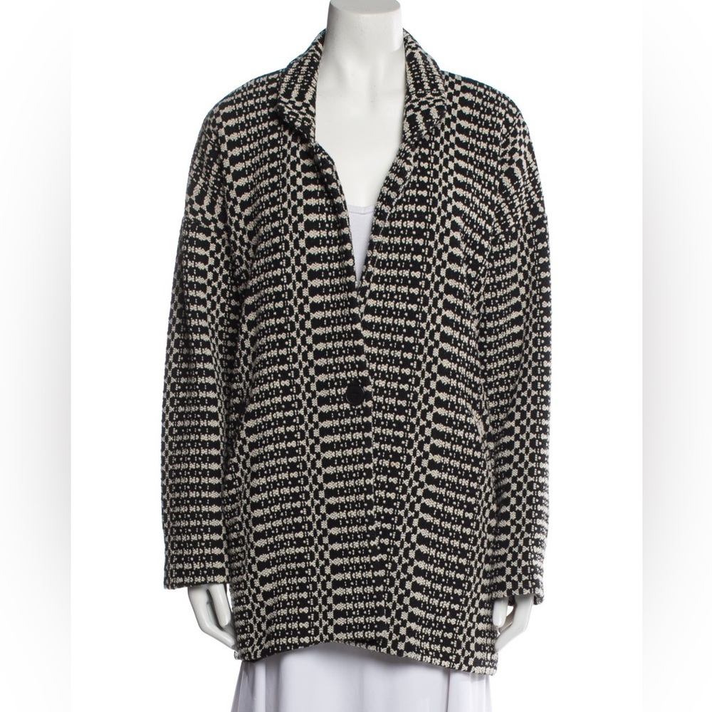 NEW ESSENTIEL ANTWERP Houndstooth Print Tweed Coat Black/white Size‎ 34 (S)